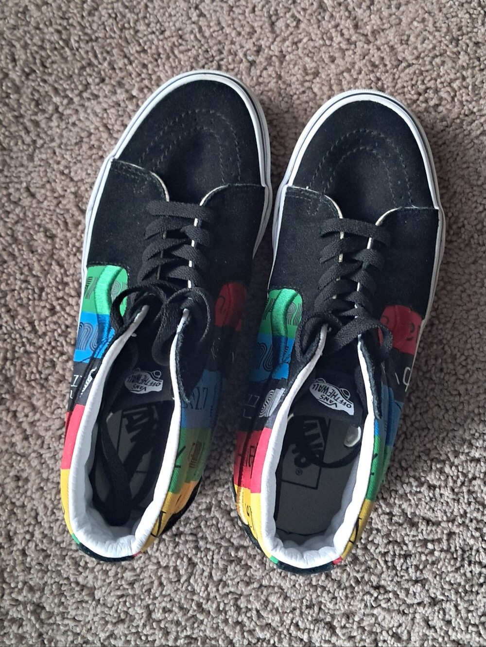 Vans Black High-Top Sneakers with Blue Green Red Yellow Panels - Picture 6 of 8